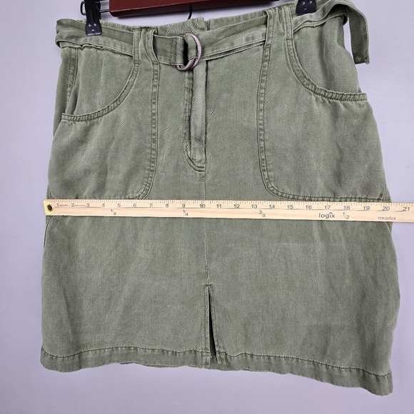 SANCTUARY Holly Linen Blend Skirt Knee Length Olive‎ Green Womens Size M Utility - Picture 10 of 11
